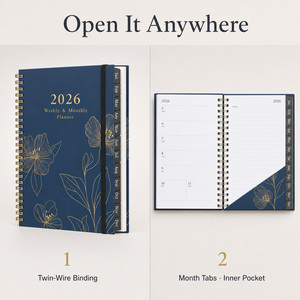 Agenda Espiral 2026 en Inglés, Económica y Popular, Cuaderno con Cubierta de PP, Encuadernación con Cuerda, Planificador de Horarios, Libro A5, Regalo - Product Image 6