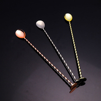 Cuillère à bar en acier inoxydable en gros, cuillère à cocktail, cuillère à mélanger, cuillère à long manche avec poignée torsadée