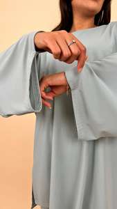 ウィルソン モデスト ブルキニ ワイドレッグパンツ付き モデスト ブルキニ 固定ヒジャブ ボタン付き 3ピースセット ブルキニ 新デザイン ファスナー袖 - Product Image 6