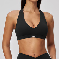 Soutien-gorge de sport pour femme à maintien moyen, extensible dans quatre directions, respirant, dos ouvert, coupe ajustée, résistant aux chocs, idéal pour le yoga et le Pilates