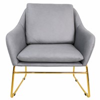 Fauteuil de lecture à accoudoirs le plus vendu, chaise de loisirs avec structure métallique, chaise individuelle en tissu pour salon, maison, hôtel, café