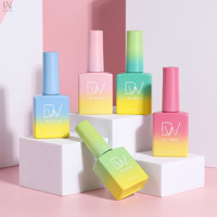 Flacon de vernis à ongles couleur dégradée 13 ml, flacon carré pour vernis gel avec bouchon, impression de logo personnalisé, conteneur de vernis à ongles en gros
