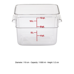 Square Food Storage <b>Container</b> 11 L, without Lid Cambro 12Sfscw - Product Image 3