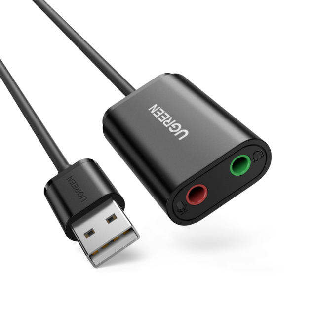 Ugreen US205 External 3.5mm USB Sound Card Adapter with Microphone Speaker for PS4/Laptop 2 Channels Private Mold