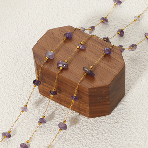 Set Collana e Bracciale con Pietre Irregolari <span class=keywords><strong>Viola</strong></span> Zhongzhe, Placcato Oro 18K in Acciaio Inossidabile Impermeabile, Regalo di Nozze - Product Image 3