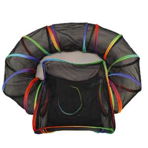 <span class=keywords><strong>Cage</strong></span> pour animaux de compagnie carrée 2 en 1 avec tunnel de type U Facile à ouvrir et à plier Filet en maille coloré pour chat et chien Fermeture à glissière Plateau en plastique - Product Image 1