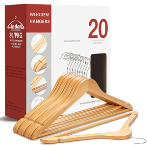 Cintres en bois LINDON avec emballage en boîte de couleur personnalisée - Product Image 1