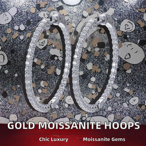 Wholesale New Trendy High Quality Luxury Lady 14K White Gold Moissanite <b>Hoop</b> Earring for Wedding Engagement - Product Image 2