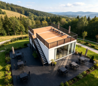 Casa Modular Prefabricada de Paneles Sándwich con Fachada de Vidrio Completa y Gran Terraza en el Techo, Diseño Moderno, 20 pies/40 pies