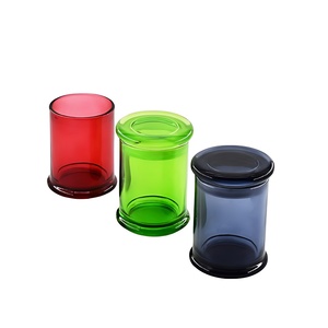 Tùy chỉnh 7oz độc đáo màu thủy tinh trong suốt xi lanh nến Jar với Glass Bìa & hộp đóng gói - Product Image 2