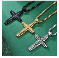 Collier tendance pour enfants J&D Jewelry, en acier inoxydable étanche, plaqué or 18K PVD, chaîne à maillons, croix pavée transparente blanche