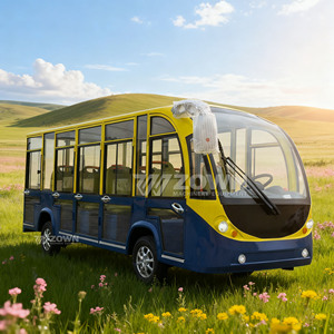 Bus électrique de tourisme ZOWN jaune et bleu à toit ouvert pour excursions en parc - Product Image 3