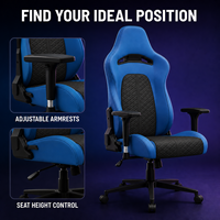 Chaise de course pivotante pour PC, siège de jeu pliable en cuir PU multicouche, support lombaire intégré, pivotant à 180 degrés