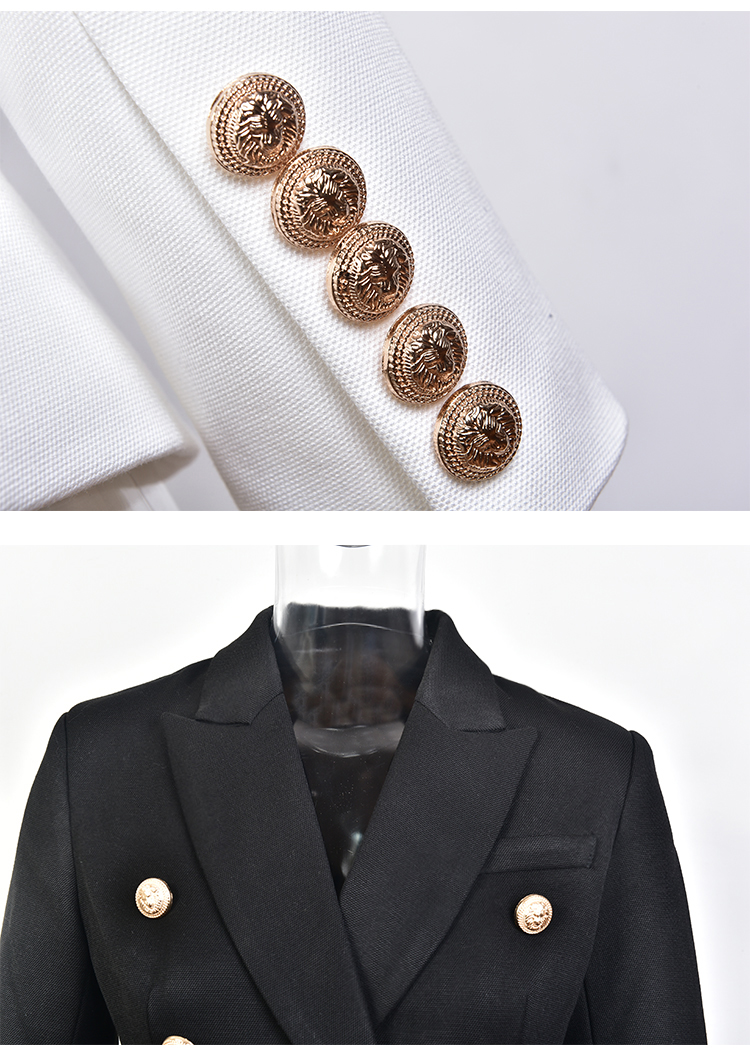 Classic Design Quality Double Breasted Buttons Lady Office Wear Winter Women White Tweed Blazer