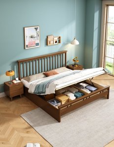 High Quality Natural Solid Wood <b>Bed</b> <b>Frame</b>, Modern Slatted Headboard <b>Platform</b> <b>Bed</b> for Bedroom Furniture - Product Image 6