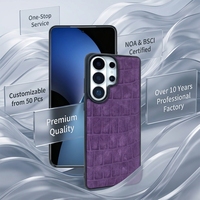 Étui de téléphone en cuir PU à motif crocodile - Protection de l'objectif surélevée, antichoc, anti-chute, coque arrière pour Samsung/iPhone 18