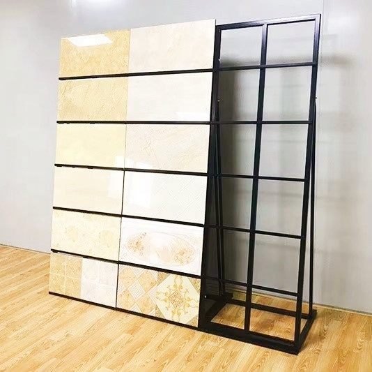 Custom Ceramic Tile Sample Shelf for Showroom Floor Roof Ceiling Granite Marble Quartz Stone Slab Metal Display Rack Stand