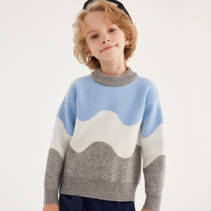 เสื้อสเวตเตอร์เด็กชายลายคลื่นสีฟ้าขาวเทา - เสื้อสเวตเตอร์ถักเด็กแขนยาวคอกลม เสื้อสเวตเตอร์เด็กสไตล์ลำลองสำหรับฤดูใบไม้ร่วง - Product Image 6