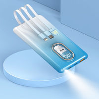 Batterie externe étanche ultra-fine à motif de dessin animé, 10000 mAh, charge rapide 66W, câble intégré, sans batterie externe