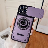 Coque de téléphone antichoc avec béquille Lightning Ring et protection d'objectif pour iPhone 17 Pro Max et iPhone 16
