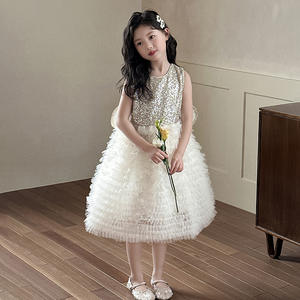 Estate principessa bambino bambino bambino bambino Tutu con paillettes abito da sera tinta unita Beige bambina abito da festa con ali boutique Design - Product Image 5
