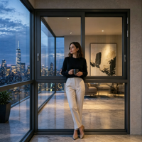 Fenêtre coulissante en PVC à 5 chambres de 1,9 mm avec bride, certifiée Energy Star par BSI, pour cabine, double vitrage à haute efficacité énergétique