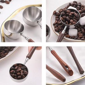 Tùy chỉnh thực phẩm cấp 30ml Cà Phê Muỗng cà phê sữa bột muỗng canh Quả Óc Chó xử lý 304 thép không gỉ gỗ xử lý đo muỗng - Product Image 2