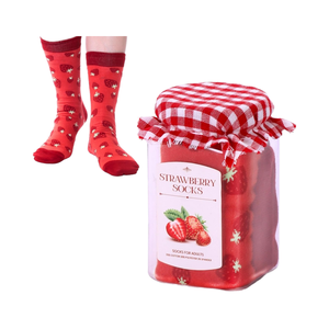Meias Personalizadas de Design Profissional em Tricô, Caixa de Presente com Tema de Frutas (Morango, Mirtilo, Geleia e Mel), Meias para Homens e Mulheres - Product Image 1