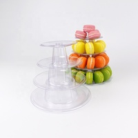 Support à macarons à 4 niveaux en plastique PET transparent, présentoir à desserts pour fêtes et événements