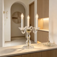 Lumière LED de table décorative moderne en verre transparent fait main en forme de chandelier pour la maison, la villa, la chambre à coucher, le salon