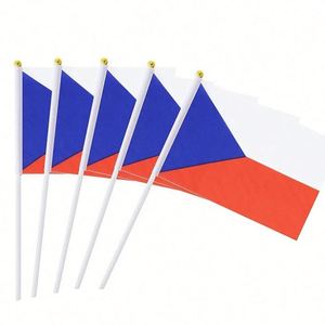 Drapeau miniature de la République tchèque imprimé sur mesure, 14x21cm, vente en gros, pas cher, drapeau tchèque à agiter à la main - Product Image 3