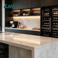 Dalle de quartz imprimé pour crédence, mince (15mm, 18mm), en quartz artificiel poli pour la décoration murale de cuisines et salles de bain