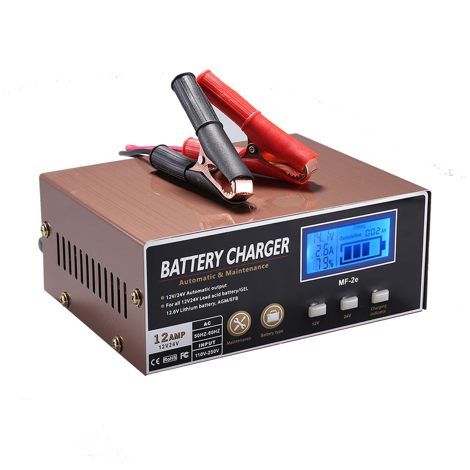 Auto Akku Ladegerät 10A Autobatterie Ladegerät, 12V / 24V Sart Vollautoatische KFZ Batterieladegerät Auto