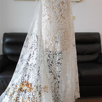 Tissu en dentelle à paillettes DALACE JZQ avec broderie florale en tulle faite à la main pour robe de mariée