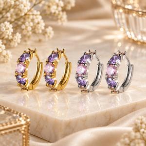 Pendientes de Aro Multicolores para Mujer, Estilo Veraniego, para Uso Diario, Accesorios para las Orejas - Product Image 1