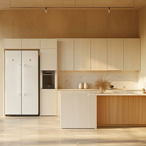 Muebles de Cocina Modernos de Alta Gama con Isla, Personalizados, Completamente Blancos, en Forma de L, de Melamina o Pintados - Product Image 2