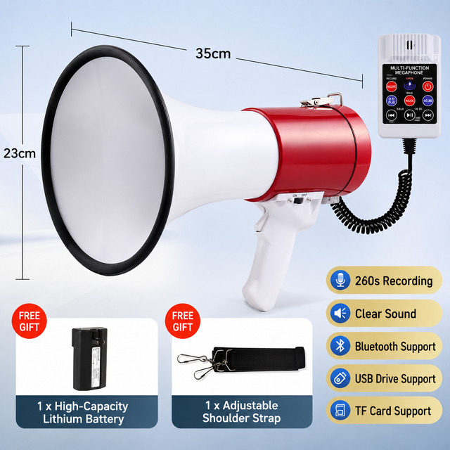 ANT5PPE Portable Rechargeable Bluetooth Megaphone Bullhorn with USB TF Card Recording PA Speaker