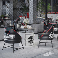 Ensemble Créatif Industriel Design Fût de Pétrole pour Mobilier de Restaurant, Table et Chaises, Canapé en Fer pour Café, Brasserie, Pub