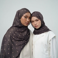 Hijabs à pois en modal personnalisés pour femmes musulmanes, longs foulards châles en modal tissé imprimé à pois