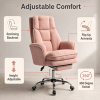 Chaise de bureau exécutive pivotante à assise large et inclinable, avec repose-jambes croisés, pour la maison, le bureau, l'étude et l'ordinateur