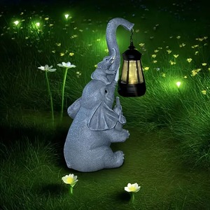 Statuetta decorazione luce giardino giardino giardino giardino giardino ornamento regalo resina solare elefante statua - Product Image 4