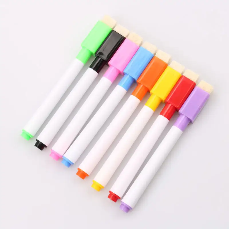wholesale water-based repetitive erasable pen magnetic white board color paint marker pen whiteboard pen with brush