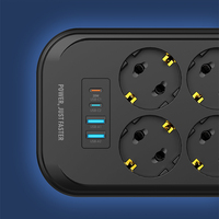 Multiprise LDNIO SE6403C EU avec 6 prises, cordon d'alimentation de 2 m, et 4 ports USB pour téléphone