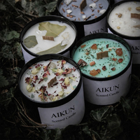 Bougie parfumée Patchouli AIKUN Exotic Aroma avec étiquette personnalisée pour la décoration de la maison, le yoga, le bureau, ou comme cadeau