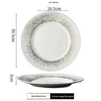 Assiettes plates en céramique personnalisées avec logo imprimé, bord doré, vaisselle de restaurant, plat à dessert blanc, assiette ronde en porcelaine