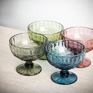 Tazones de cristal vintage de 12 oz con patrón prensado, con <span class=keywords><strong>pie</strong></span>, para helado, postres, ensaladas, dulces y pasteles, para el hogar, fiestas y bodas - Product Image 6