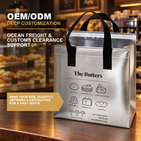 Sac isotherme non tissé pour plats à emporter avec doublure en aluminium, logo personnalisé pour boulangerie, pâtisserie, desserts et emballage de repas