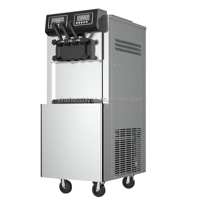 Industrial Nut Fruit Ice Cream Machine Milk Water Energy Saving High Efficiency All Stainless Steel Commercial Use 3-Flavor