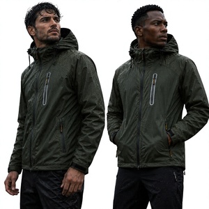 Veste imperméable pour homme 100% polyester coupe-vent légère avec capuche - Product Image 1