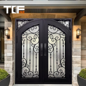 Thiết kế mới phong cách Châu Âu 36 ''rộng gấp cong đơn rèn sắt chính cửa thép mạ kẽm bên ngoài cửa cho ngôi nhà - Product Image 2